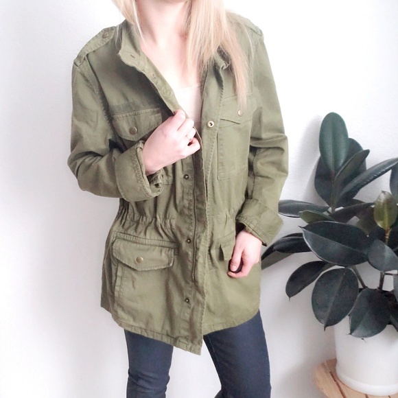 GAP Jackets & Blazers - GAP Army Green Long Cargo Utility Jacket Coat